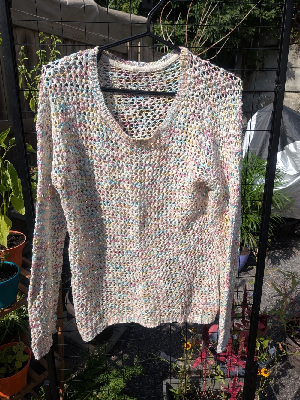 Vintage 90's Multicolor Open-Knit Sweater - Women's